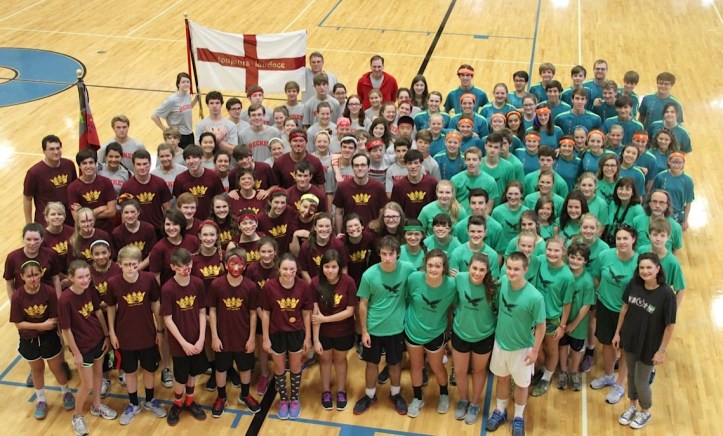 Westminster upper school students gather for house picture on field day